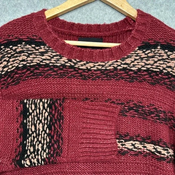 Lucky‎ Brand Fair Isle Jacquard Crew Neck Sweater Cabernet Combo Mens Size Large - Picture 4 of 12